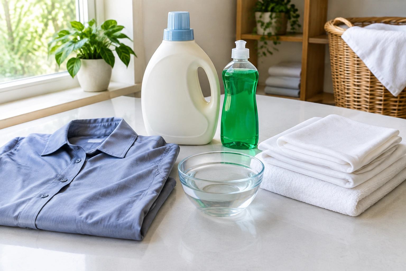 Laundry supplies for removing stains from polyester shirts